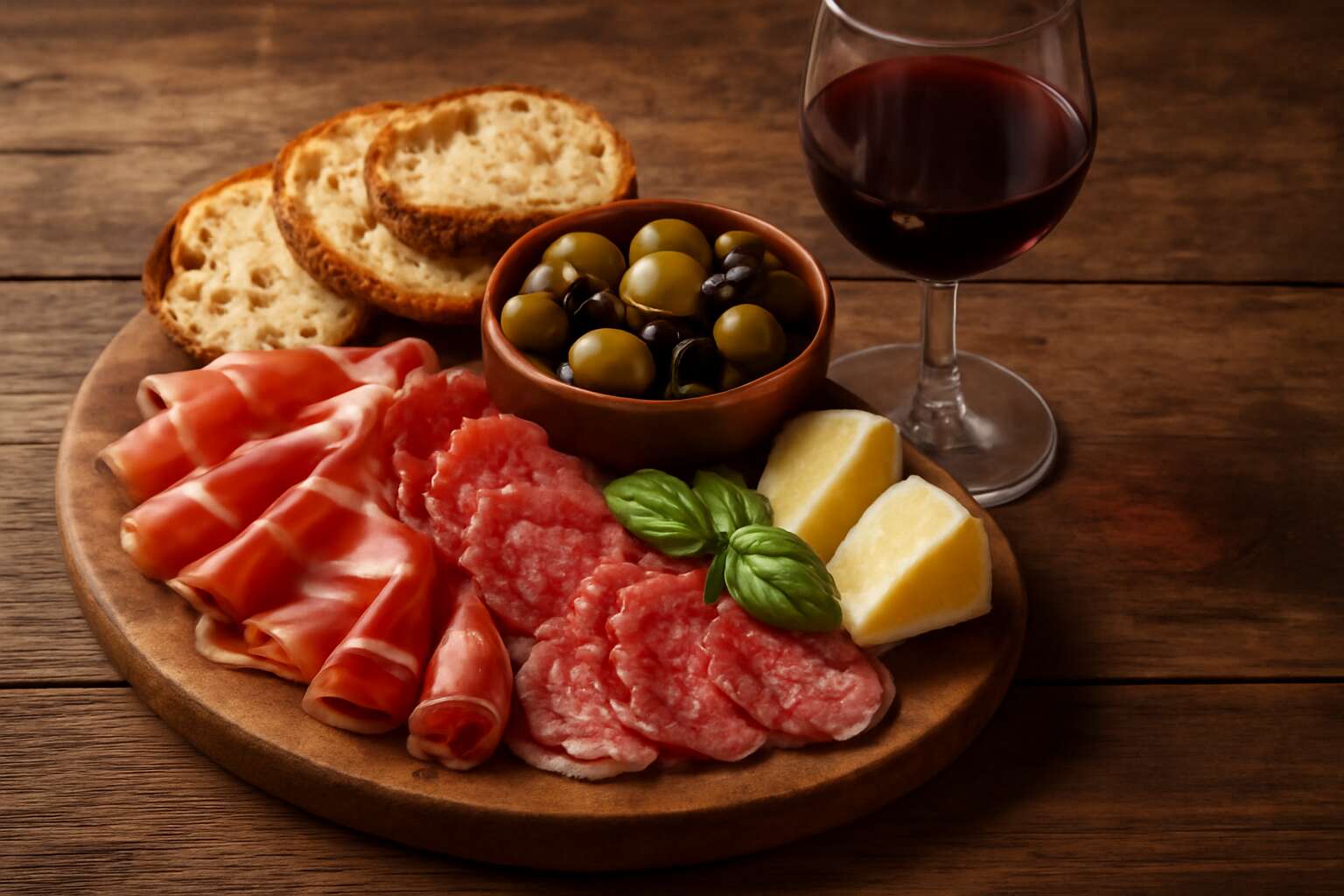 italian food with wine